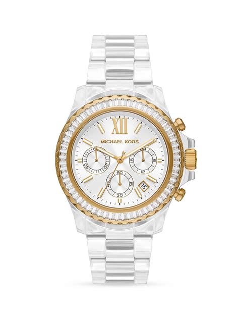 Shop Michael Kors Everest Goldtone, Crystal Baguette & Clear 